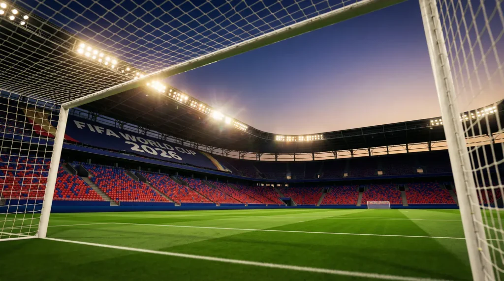 Stade de football illuminé pour la Coupe du Monde 2026