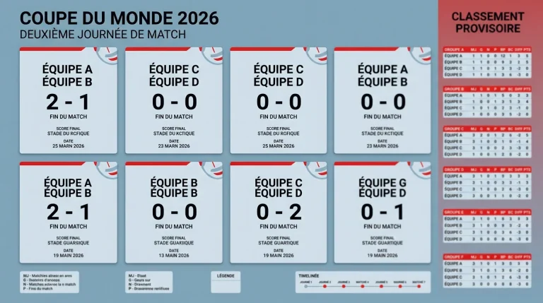 Résultats Mondial 2026 — 2e journée : scores, buteurs et qualifiés